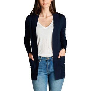 Active Basic Open Front Navy Knit Cardigan Sweater Lightweight